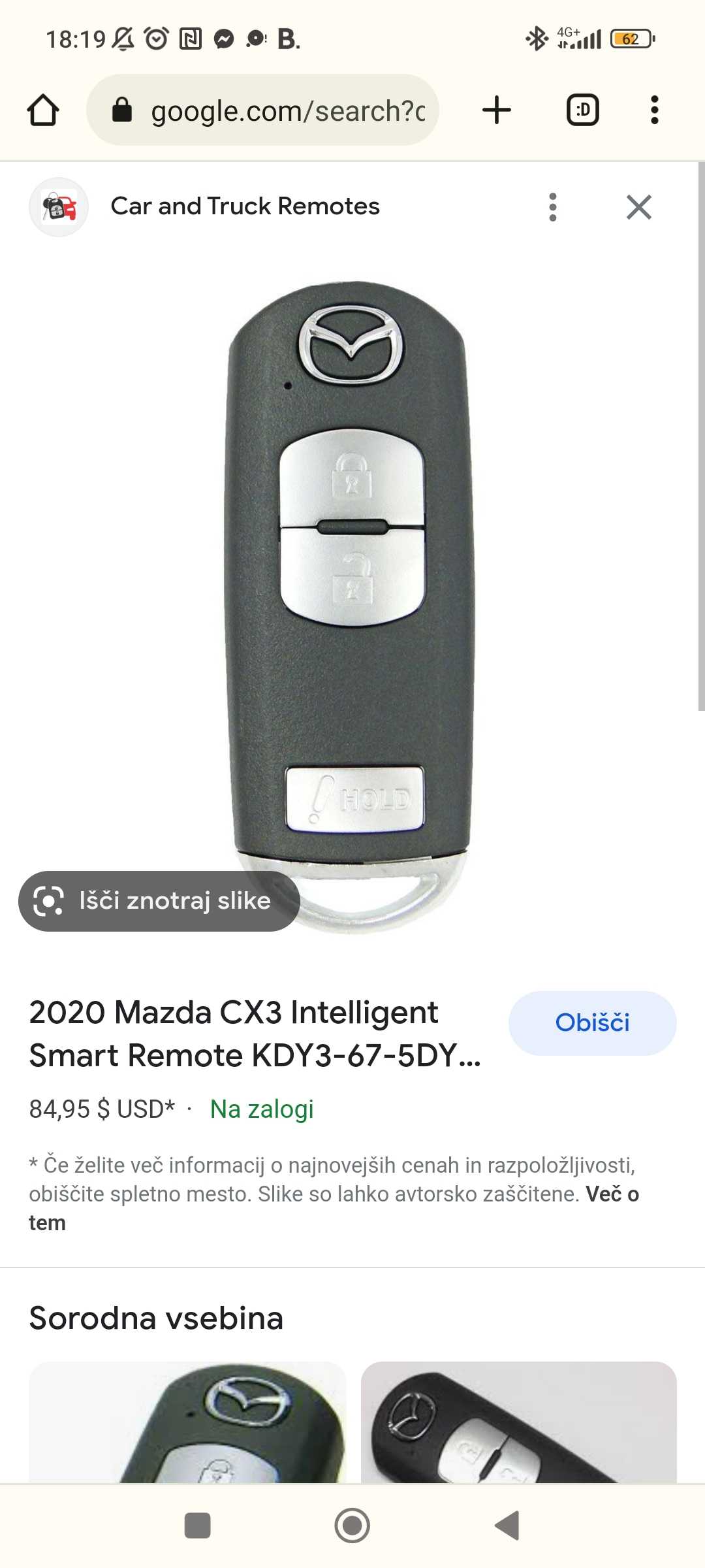 Najden predmet: Avtomobilski ključi (Mazda)+4 hišni ključi