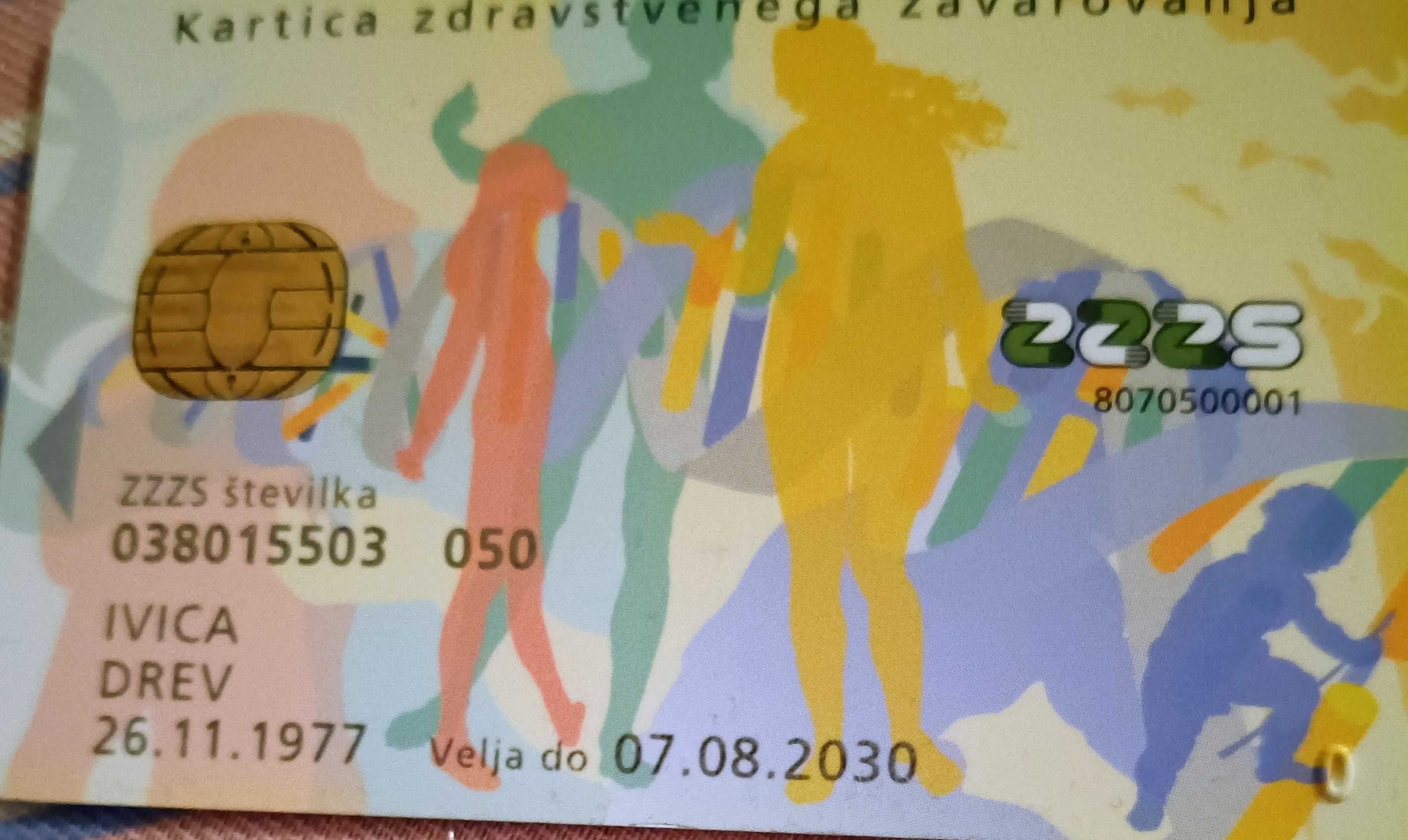Izgubljen predmet: Kartica zdravstvenega zavarovanja 